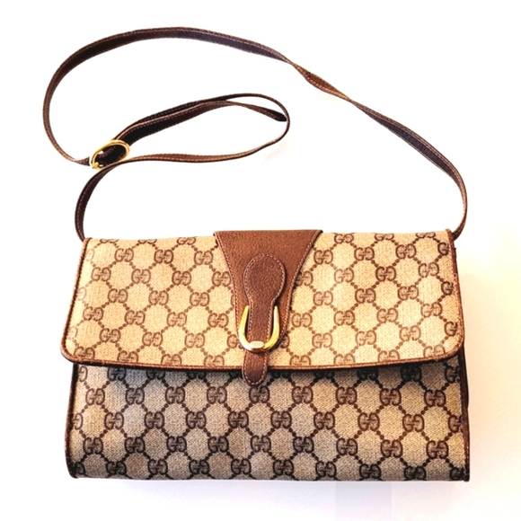 GUCCI Flap Crossbody Clutch GG Monogram Bag Vintage - Picture 2 of 16